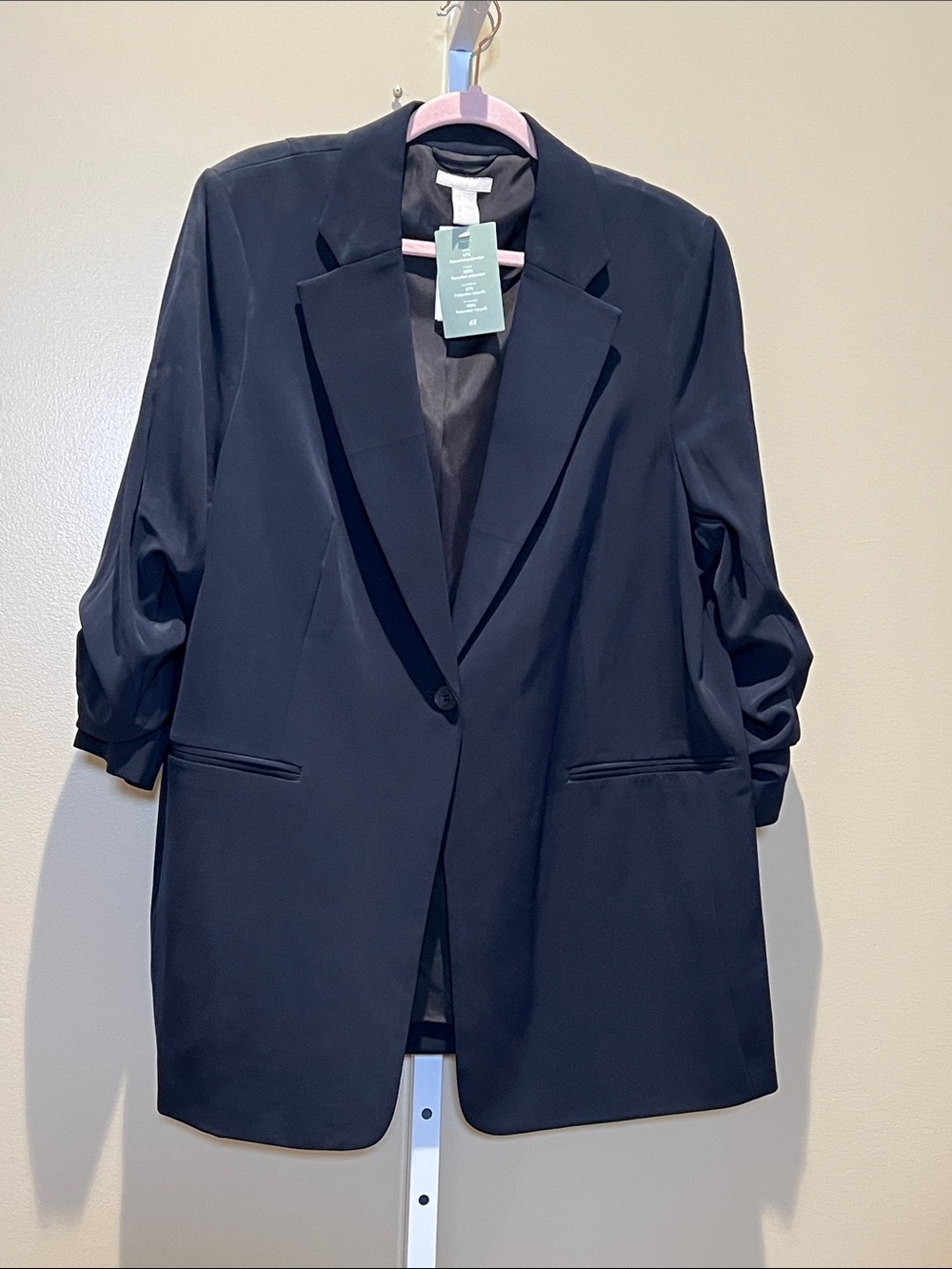 H&M Navy Relaxed Single-Button Blazer